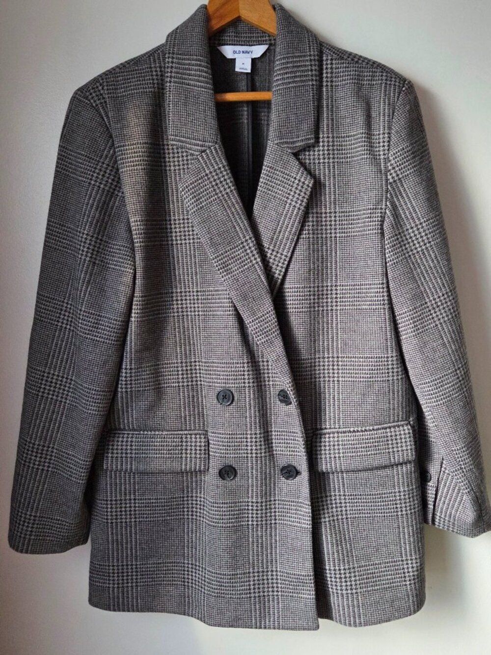 EUC LIKE NEW OLD NAVY PLAID HOUNDSTOOTH DOUBLE BREASTED JACKET BLAZER SZ M
